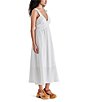 Color:White - Image 3 - Taryn Lace Trim V-Neck Sleeveless Midi A-Line Dress