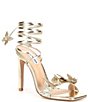 Color:Gold - Image 1 - Utopia Metallic Butterfly Embellished Ankle Wrap Dress Sandals
