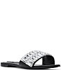 Color:Black - Image 1 - x Jessica Rich Amber Leather Rhinestone Flat Sandals