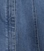 Color:Denim Blue - Image 6 - Denim V-Neck Short Sleeve Slim Fit Zip Front Sheath Mini Dress