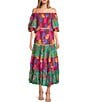 Color:Fuchsia Multi - Image 3 - Marina Tropical Floral Print Tiered A-Line Coordinating Maxi Skirt