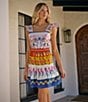 Color:White Multi - Image 4 - Mixed Print Square Neck Sleeveless Ruffle Tiered Dress