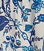 Color:Blue White - Image 4 - Plus Size Border Floral Print Crochet Lace Top