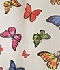 Color:White Multi - Image 4 - Plus Size Butterfly Print Split V-Neck Long Sleeve Blouse