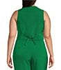 Color:Kelly Green - Image 2 - Plus Size Rica Sauve Button Up Sleeveless Vest