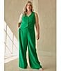 Color:Kelly Green - Image 5 - Plus Size Rica Sauve Button Up Sleeveless Vest