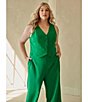 Color:Kelly Green - Image 6 - Plus Size Rica Sauve Button Up Sleeveless Vest