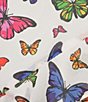 Color:White Multi - Image 3 - Sheer Chiffon Butterfly Print Asymmetrical Hem Square Neck Sleeveless Ruffle Midi A-Line Dress