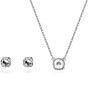 Color:Rhodium - Image 4 - Constella Pave Round Cut Necklace and Earring Set