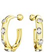 Color:Gold - Image 1 - Crystal Dextera Large Rhinestone Hoop Earrings