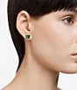 Color:Grey/Silver - Image 6 - Matrix Collection Green Mixed Crystal Cut Drop Earrings