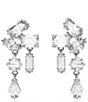Color:Silver - Image 1 - Crystal Mesmera Mixed Cuts Drop Earrings