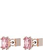 Color:Rose Gold - Image 3 - Stilla Pink Cushion Cut Stud Earrings