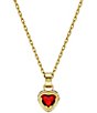 Color:Red - Image 3 - Stilla Red Heart Crystal Short Pendant Necklace