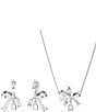 Color:Silver - Image 2 - Volta Collection Crystal Bow Short Pendant Necklace & Earring Set
