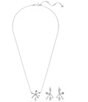 Color:Silver - Image 3 - Volta Collection Crystal Bow Short Pendant Necklace & Earring Set