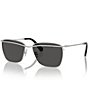 Color:Silver - Image 1 - Women's Crystal SK7006 58mm Rectangle Sunglasses