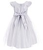 Color:Grey - Image 2 - Little Girls 2-6 Flutter Sleeve Rhinestone Waist Satin Crystal Tulle Tea Dress