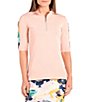 Color:Softly Pink - Image 1 - Flutter Collection Neva Softly Short Sleeve Quarter Zip Shirt