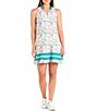 Color:Love Print - Image 1 - Love Collection Josie Printed Sleeveless Mandarin Collar Tennis Dress