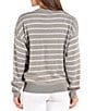 Color:Grey - Image 2 - Reagan Striped Print Cotton Long Sleeve Crew Neck Sweater Top