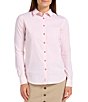 Color:Dusty Pink Check - Image 1 - Safari Collection Charlene Check Print Button Front Long Sleeve Top