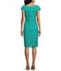 Color:Cool Aqua - Image 2 - Off-the-Shoulder Cap Sleeve Lace Sheath Dress