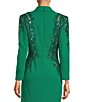 Color:Pine/Nude - Image 4 - Sequin Embellished Collared Long Sleeve Gown
