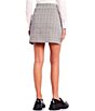 Color:Black/White - Image 2 - Mid Rise Plaid Slit-Front Pencil Skirt