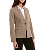 Color:Brown - Image 1 - Plaid Print Notched Collar Button Front Blazer Jacket