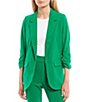 Color:Green - Image 1 - Coordinating Ruched Sleeve Notched Collar Blazer