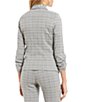 Color:Grey/White/Black - Image 2 - Ruched-Sleeve Coordinating Menswear Suit Separates Plaid Blazer
