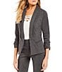 Color:Grey Heather - Image 1 - Ruched-Sleeve Coordinating Suiting Blazer Jacket