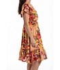 Color:Valencia - Image 3 - Costa V-Neck Ruffle Sleeve Valencia Floral Metallic Print Dress