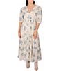 Color:Bluebell - Image 1 - V-Neck Short Puff Sleeve Bluebell Print Halo Maxi Dress