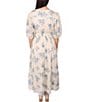 Color:Bluebell - Image 2 - V-Neck Short Puff Sleeve Bluebell Print Halo Maxi Dress
