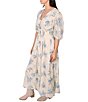 Color:Bluebell - Image 3 - V-Neck Short Puff Sleeve Bluebell Print Halo Maxi Dress