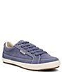 Color:Indigo Distressed - Image 1 - Moc Star 2 Distressed Canvas Sneakers