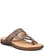 Color:Espresso - Image 1 - Perfect Leather Toe Loop Thong Adjustable Sandals