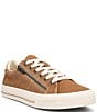 Color:Golden Tan/Tan Distressed - Image 1 - Z-Soul Distressed Canvas Oxford Zip Detail Sneakers