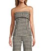 Color:Noir - Image 1 - Paris Tonnie Stretch Woven Sleeveless Gingham Print Strapless Coordinating Tube Top