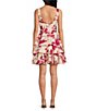 Color:Ecru - Image 2 - Romanne Cotton Poplin Floral Print Square Neck Tiered Ruffle Belted A-Line Dress