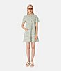 Color:Ecru - Image 3 - Romarin Woven Point Collar Fold Over Sleeve Button Front A-Line Shirt Dress