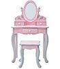 Color:Pink/Grey - Image 2 - Little Princess Rapunzel Vanity & Stool Set
