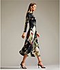 Color:Black Multi - Image 5 - Gretia Patchwork Floral Print Crew Neck Long Sleeve A-Line Midi Dress