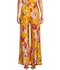 Color:Orange - Image 2 - Hitako Woven Abstract Print Pocketed Wide Leg Coordinating Trouser Pants