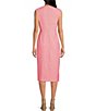 Color:Pink - Image 2 - Maryn Woven Round Neck Sleeveless Front Slit Midi Sheath Dress
