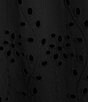 Color:Black - Image 3 - Nikaia Eyelet Banded Collar 3/4 Puff Sleeve Oversized Shift Dress