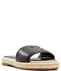 Color:Smooth Black - Image 1 - Portia Leather Espadrille Slide Sandals