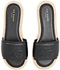 Color:Smooth Black - Image 6 - Portia Leather Espadrille Slide Sandals